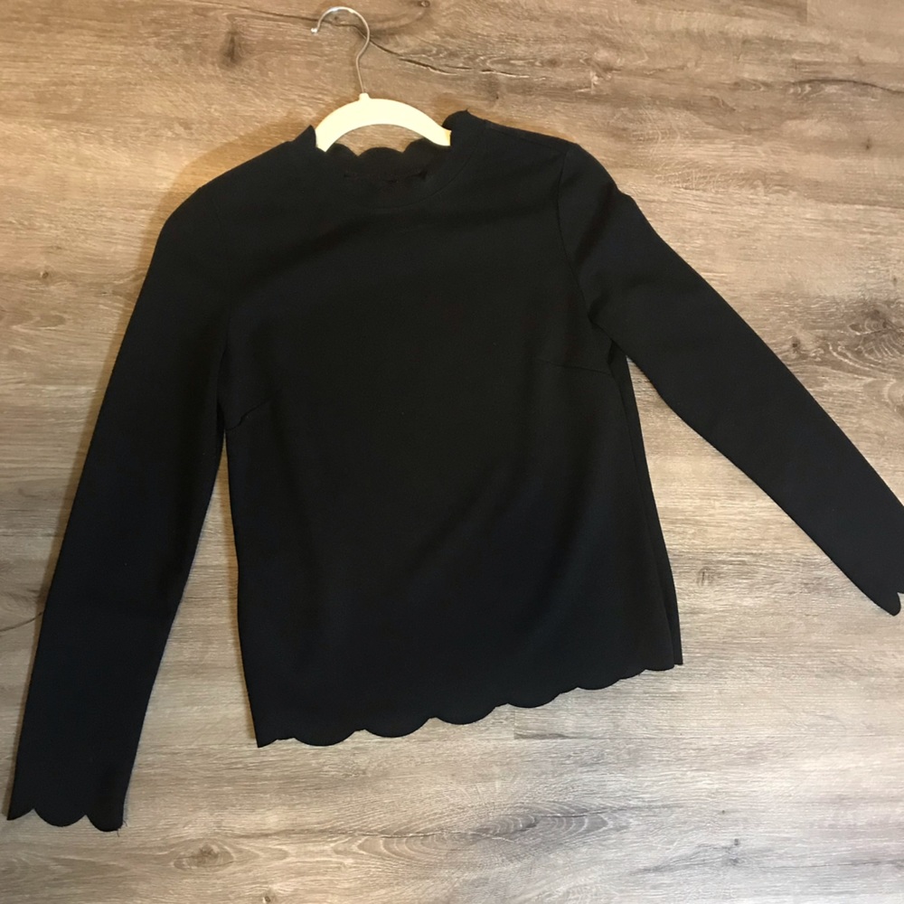 Black scalloped blouse. Like new.